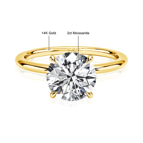 Dazzle Dime® 100% 14K Gold Moissanite Solitaire Ring | AU585 Certified | Elegant Wedding & Engagement Jewelry