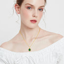 Dazzle Dime® Princess Diana Inspired Emerald Necklace | 18K Gold Plated Sterling Silver | Luxury Victorian Jewelry for Women