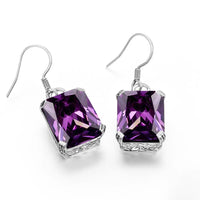 Dazzle Dime® Amethyst Sterling Silver Earrings – Square White Gold-Plated Gemstone Fine Jewelry for Women