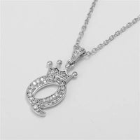  Crown Moissanite Alphabet Pendant Necklace – 925 Sterling Silver A-Z Initials with Gold Plating