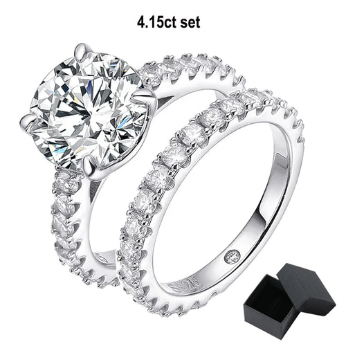 Dazzle Dime 18K White Gold Plated 0.6-4.2CT Moissanite Engagement Ring 925 Sterling Hallmarked with GRA Certificate Sparkly Luxury Wedding Diamond Band 