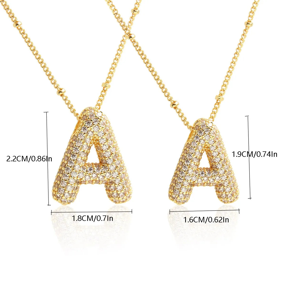 S925 Moissanite Diamond Initials Bubble Letter A - Z Pendant & Necklace 18k Yellow Gold Plated Chunky, Hip-Hop Women Style with GRA Certificate