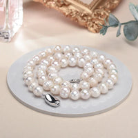 Dazzle Dime® Baroque White Freshwater Pearl Necklace – 925 Sterling Silver, 8–10MM Cultured Pearls, Elegant Gift for Women