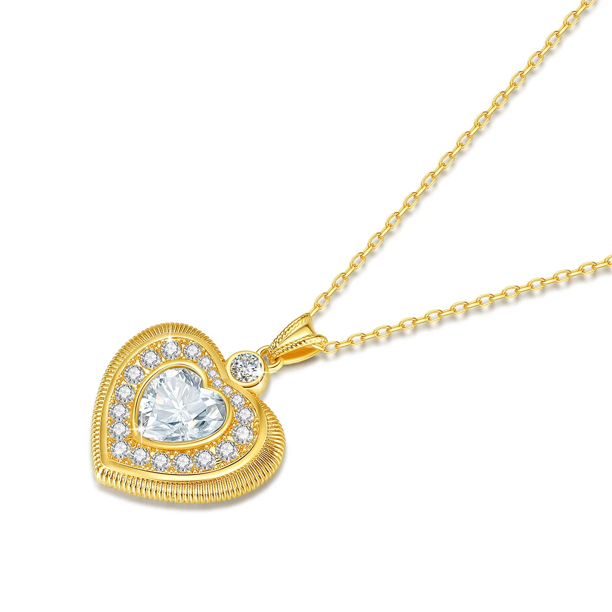 Dazzle Dime® 18K Gold Heart Moissanite Necklace | 3CT, 9mm Natural Heart Cut | Luxury Wedding Jewelry with Certificate