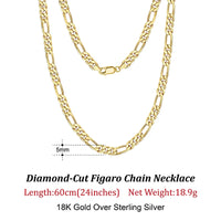 Dazzle Dime® 925 Sterling Silver Figaro Chain Necklace for Men & Women – 3.3mm/5mm/7mm | Rhodium/Gold Plated | Trendy Statement Jewelry