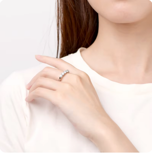 Dazzle Dime Elegant Wedding Ring 925 Sterling Silver Band 0.5ct Moissanite Gemstone with GRA Certification DAZZLE DIME®