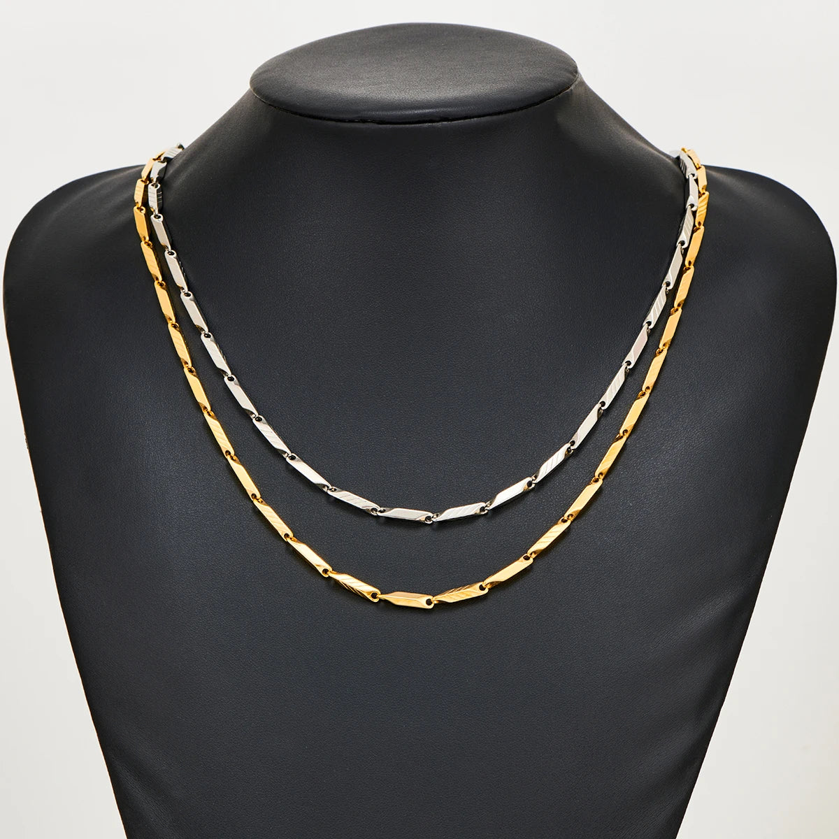 3Mm Thickness 925 Sterling Hallmarked Gold Plated Military Bamboo Necklace Chain for Men & Women