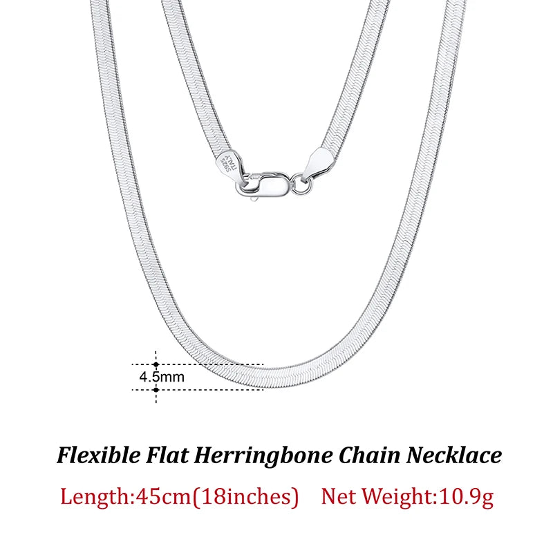 Dazzle Dime® 3mm Herringbone Snake Chain Necklace – 14K Gold Plated 925 Sterling Silver | Flexible Flat Chain for Women SC35