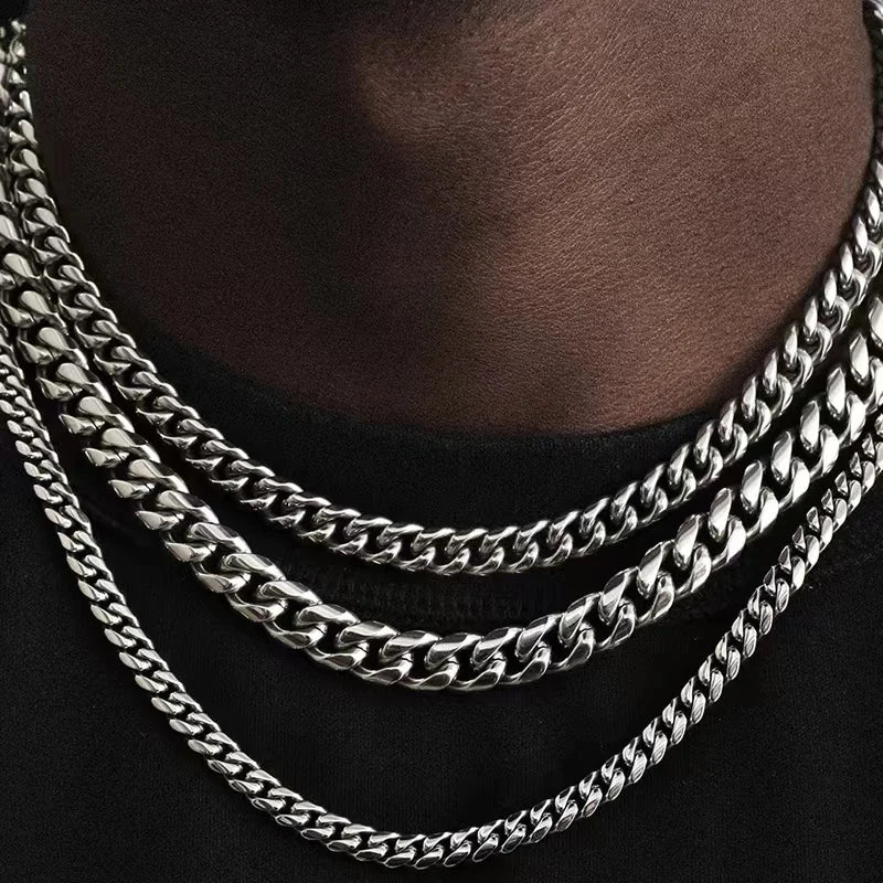 925 Sterling Silver Punk Cuban Link Necklace – Available in Yellow, White, and Rose Gold Plating