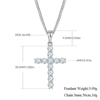 Hip-Hop Fashion S925 Sterling Silver Full Moissanite Cross Pendant Necklace – Unisex Jewelry