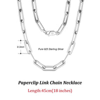Dazzle Dime® 14K Gold Plated 925 Sterling Silver Paperclip Chain Necklace – 3.6mm/5mm/7mm | Unisex Link Necklace for Women & Men