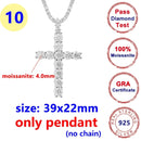 8MM Full Moissanite Cross Pendant – S925 Sterling Silver White Gold for Men & Women