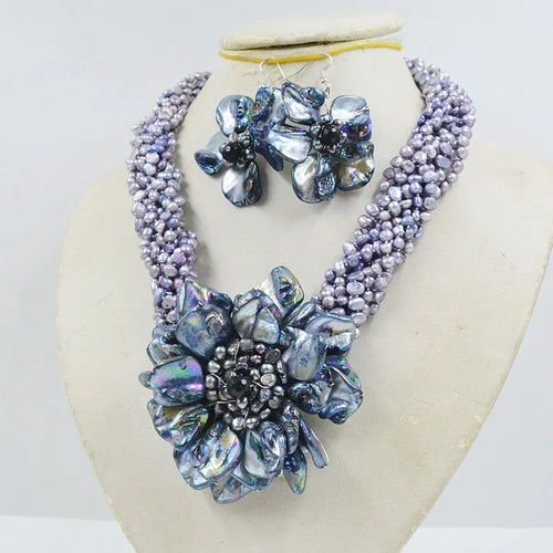 Natural Baroque Pearl & Shell Flower Necklace – 50cm Luxury Women’s Jewelry for Wedding, Party & Gift Occasions