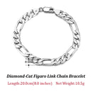 Dazzle Dime® 925 Sterling Silver Figaro Chain Necklace for Men & Women – 3.3mm/5mm/7mm | Rhodium/Gold Plated | Trendy Statement Jewelry