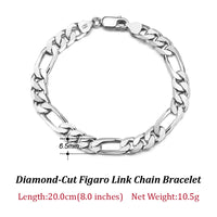 Dazzle Dime® 925 Sterling Silver Figaro Chain Necklace for Men & Women – 3.3mm/5mm/7mm | Rhodium/Gold Plated | Trendy Statement Jewelry