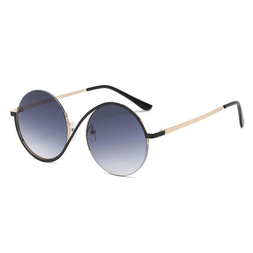 Luxury Half-Frame Circular Sunglasses