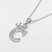  Crown Moissanite Alphabet Pendant Necklace – 925 Sterling Silver A-Z Initials with Gold Plating