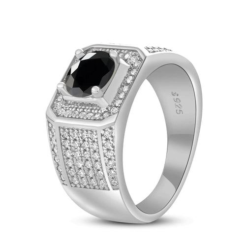 1CT Moissanite Ring for Men – 6.5mm D Color Stone | 925 Sterling Silver with 18K Platinum Plating | GRA Certified Hip-Hop Wedding Band