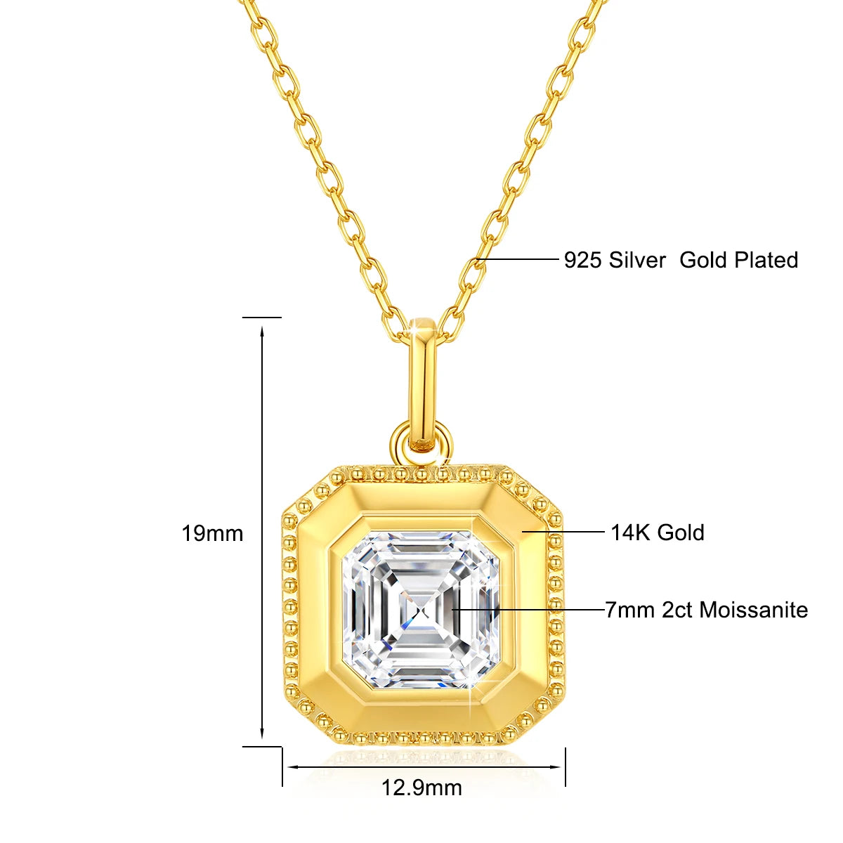 Dazzle Dime® Brilliant Necklace | 14K Gold 2CT Moissanite Pendant for Women | Fine Jewelry Wedding Gift