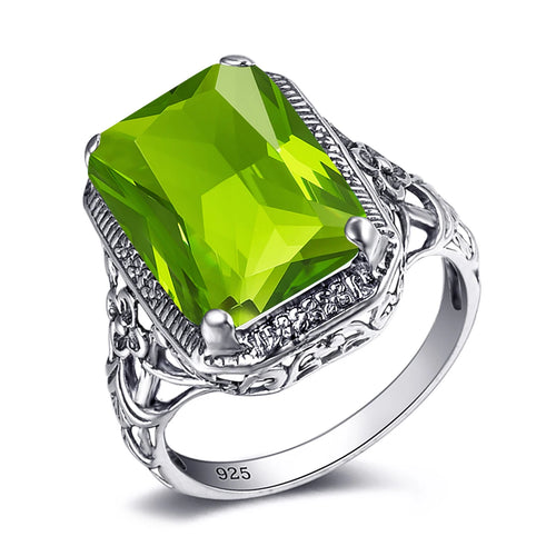 Vintage Gemstone Birthstone Wedding Ring – 925 Sterling Silver, Handmade Luxury for Women