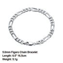 Dazzle Dime® 925 Sterling Silver Figaro Chain Necklace for Men & Women – 3.3mm/5mm/7mm | Rhodium/Gold Plated | Trendy Statement Jewelry