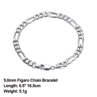 Dazzle Dime® 925 Sterling Silver Figaro Chain Necklace for Men & Women – 3.3mm/5mm/7mm | Rhodium/Gold Plated | Trendy Statement Jewelry