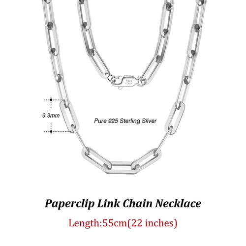 Dazzle Dime® 14K Gold Plated 925 Sterling Silver Paperclip Chain Necklace – 3.6mm/5mm/7mm | Unisex Link Necklace for Women & Men