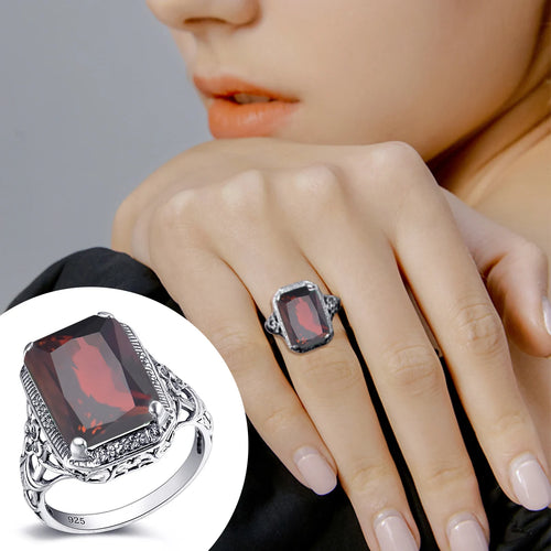 Vintage Gemstone Birthstone Wedding Ring – 925 Sterling Silver, Handmade Luxury for Women