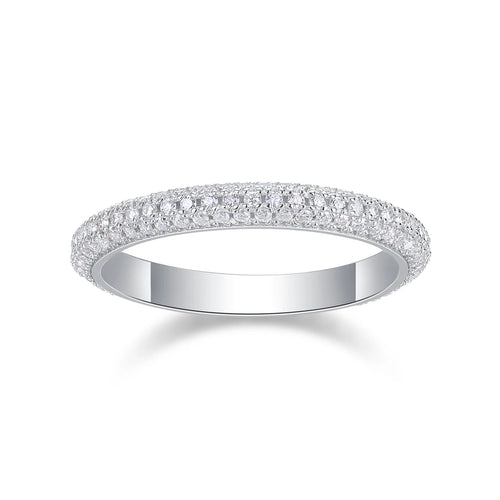 925 Sterling Silver D Color Moissanite Eternity Ring – Wedding Band in White Gold Plating