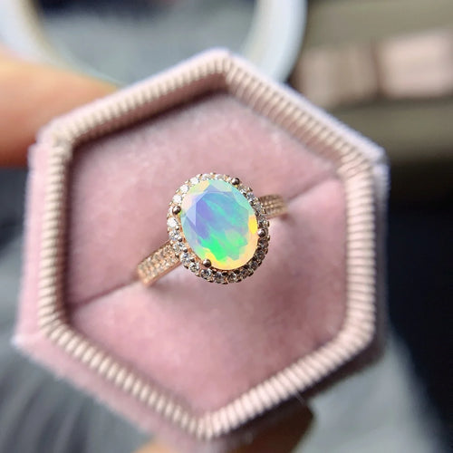 Dazzle Dime® Genuine Ethiopian Opal Jewelry Set | 925 Sterling Silver Ring & Pendant