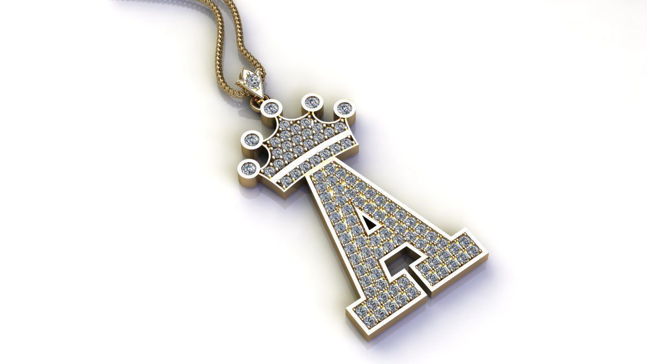 Rock Your Initials with the 'A' Pendant with Crown DAZZLE DIME®