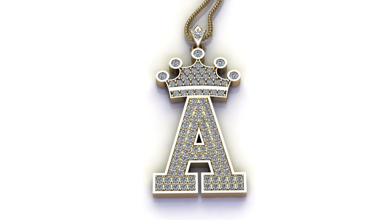 Rock Your Initials with the 'A' Pendant with Crown