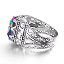 Dazzle Dime® Vintage 925 Sterling Silver Mystic Topaz Ring for Men | Unique Colorful Gemstone Jewelry