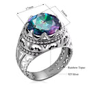 Dazzle Dime® Vintage 925 Sterling Silver Mystic Topaz Ring for Men | Unique Colorful Gemstone Jewelry