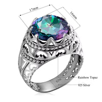 Dazzle Dime® Vintage 925 Sterling Silver Mystic Topaz Ring for Men | Unique Colorful Gemstone Jewelry