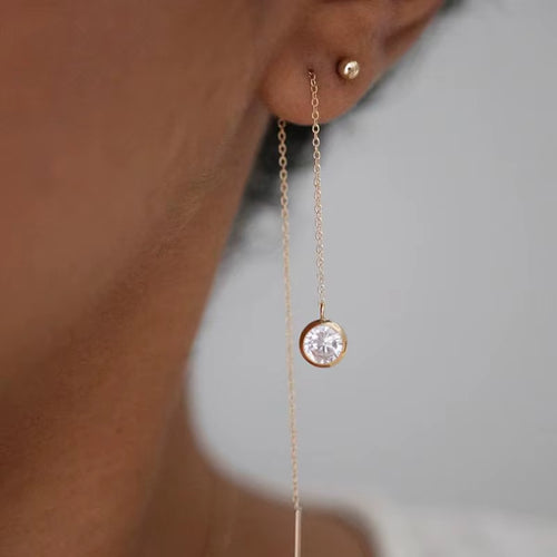 14K Gold Filled Zircon Earrings Drop Earrings Handmade Threader Earrings Boho Oorbellen Brinco Vintage Jewelry Women Earrings