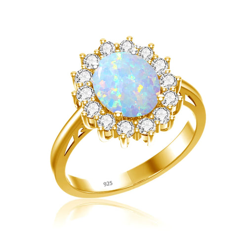 Dazzle Dime® Oval Cut 8x10mm Aquamarine Ring | 18K Gold-Plated Sterling Silver | Elegant Birthstone & Wedding Jewelry