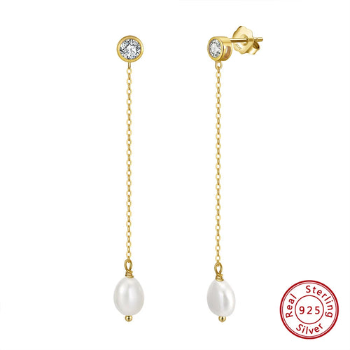 Handmade 925 Sterling Silver Dangle Earrings with Irregular Natural Baroque Pearls | Elegant Drop Jewelry for Women