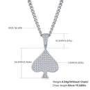 Hot Selling Hip-Hop Rock Men’s Necklace – 925 Sterling Silver with Moissanite Poker Spade Pendant