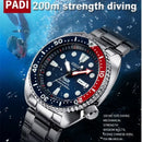 Men's Pagani Water Ghost Automatic Mechanical Watch Diving Watch Silver Strap Blue Red Bezel Wrist Watch