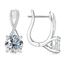 2 Carat Moissanite Hoop Earrings – 925 Sterling Silver with 18K White Gold Plating | GRA Certified