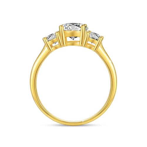 Dazzle Dime 18K Gold Moissanite Engagement Ring for Women 3 Stone 100% Real Sophisticated Luxury K Gold 