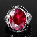 Dazzle Dime® 925 Sterling Silver Created Ruby Ring for Women | Vintage Punk Oval Stone Jewelry