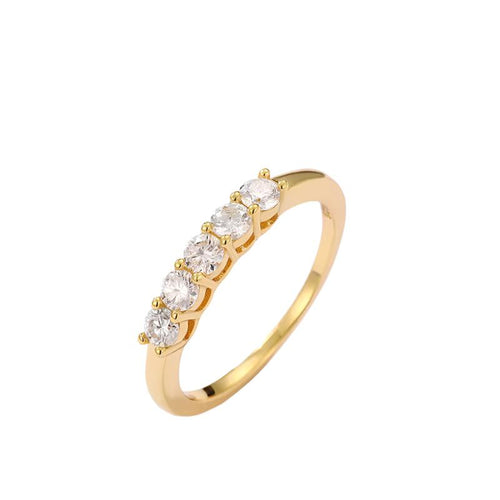 Dazzle DIme 0.7CT 3Mm Moissanite 925 Sterling Engagement Rings Wedding Diamonds Band