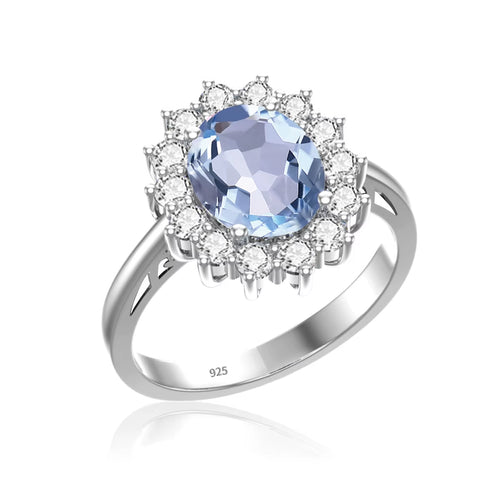 Dazzle Dime® Oval Cut 8x10mm Aquamarine Ring | 18K Gold-Plated Sterling Silver | Elegant Birthstone & Wedding Jewelry