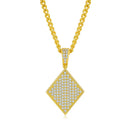 Hip-Hop Men’s Poker Diamond Block Pendant – 925 Sterling Silver with 18K Gold Plating and Moissanite