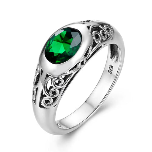 Dazzle Dime® Retro 925 Sterling Silver Peridot Ring for Women | VVS Clarity Oval Gemstone Jewelry
