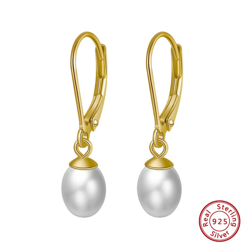 14K Gold-Plated 925 Sterling Silver Baroque Pearl Drop Earrings | Handpicked Natural Freshwater Pearl Dangle Jewelry for Women