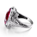 Dazzle Dime® 925 Sterling Silver Created Ruby Ring for Women | Vintage Punk Oval Stone Jewelry