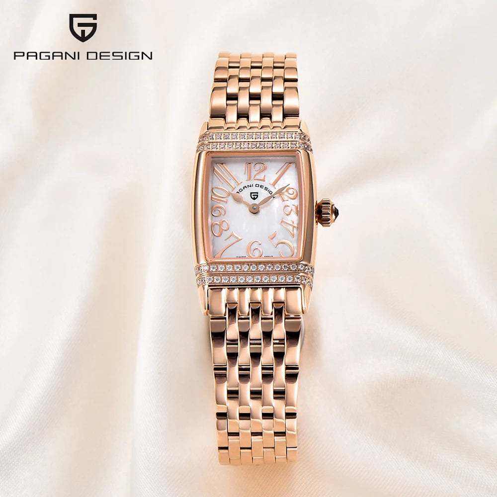 PAGANI Design 22mm Square Women’s Quartz Watch – Sapphire Glass, Stainless Steel, 50M Waterproof